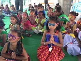 Students wearing their craft glasses
