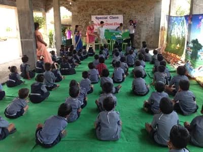 Students seated for a special class during the visit