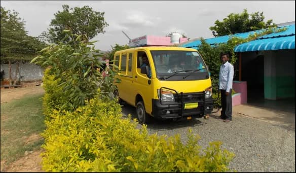 The school transport bringing children from remote villages